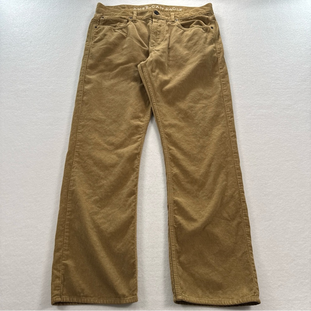American Eagle Y2K Original Straight‎ Corduroy Pants Men 34x30 Khaki Tan